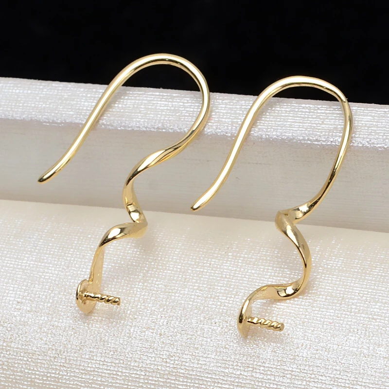 Nice Quality Trendy 18K Yellow Gold Drop Earrings Mountings Settings Parts AU750 Jewelry Findings for Pearls Beads Stones