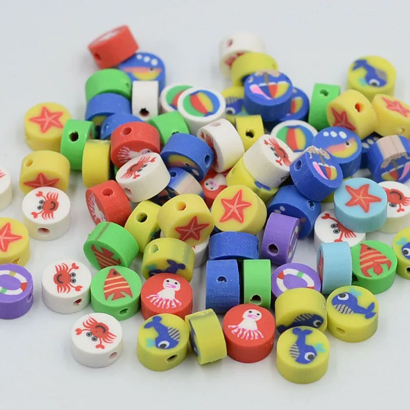 100pcs 10mm Mixed Colors Fruit Shape Smiley Beads Clay Spacer Beads Polymer Clay Beads For Jewelry Making DIY Handmade Accessory