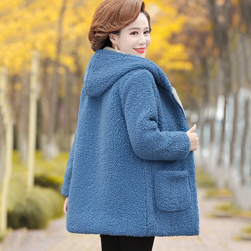 New Oversize Mother wWarm pParka Coat Outerwear Winter Padded Clothes Jacket Female Loose Granular Velvet Length Hooded Overcoat