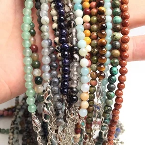 4mm Tiger Laboritis Sodalit Indien Achat runde Konten Halskette Granat für Mädchen Modearmband und doppelter Zweck 8 Hauptverkäufe einheimische Perlen Halskette - №1