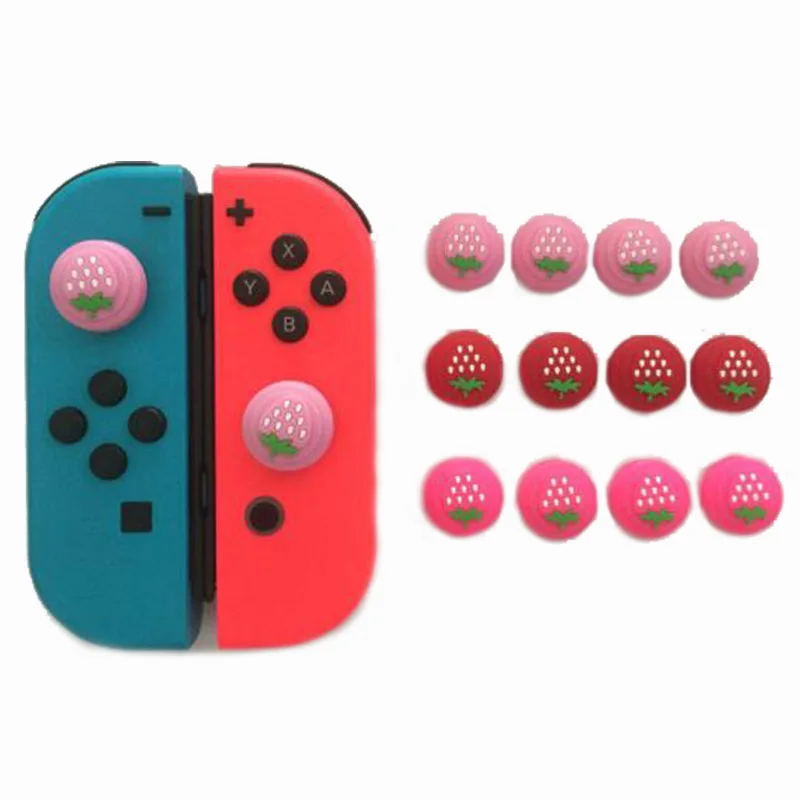 Ручка для джойстика с цветком клубники, чехол для джойстика для Nintendo Switch Oled Lite, контроллер Joy-Con, силиконовый чехол для джойстика