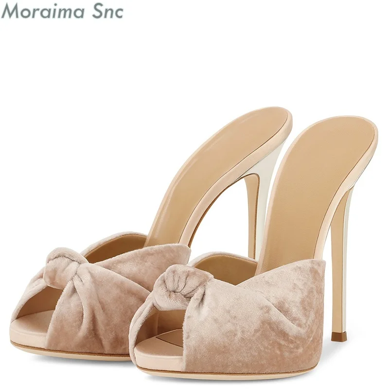 

Moraima Snc Solid Slipper Super High Heel New Fashion Woman Summer Shoes Outside/ indoor/shopping Sexy Stiletto Black Nude 35-45