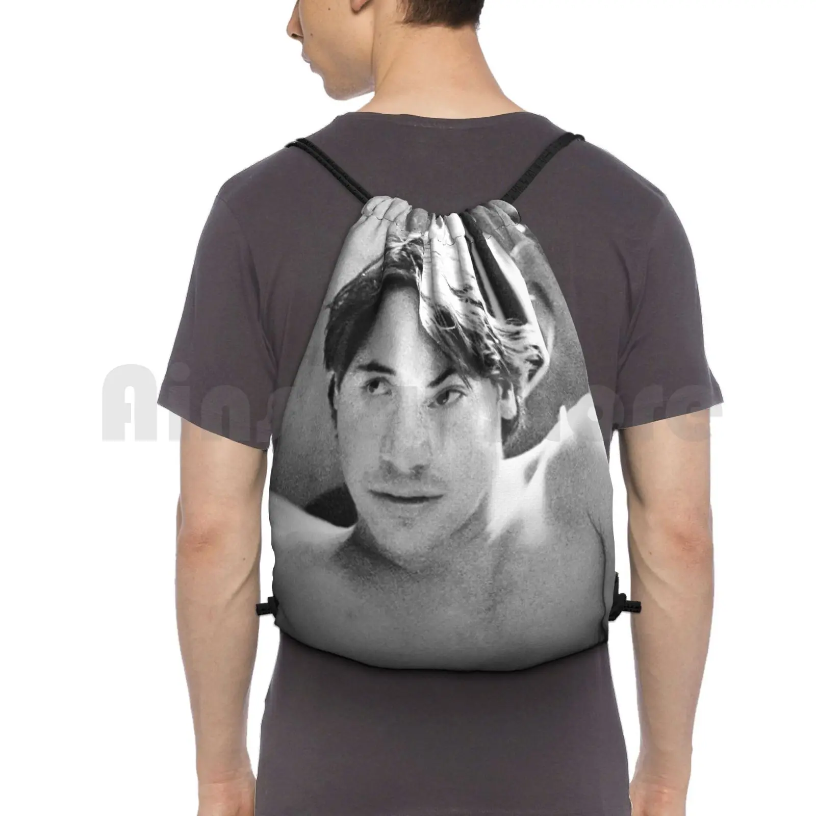 Keanu Reeves Backpack Drawstring Bags Gym Bag Waterproof Keanu Reeves Speed Actor Hot Cool Lit Fire Fleek Nerd Geek