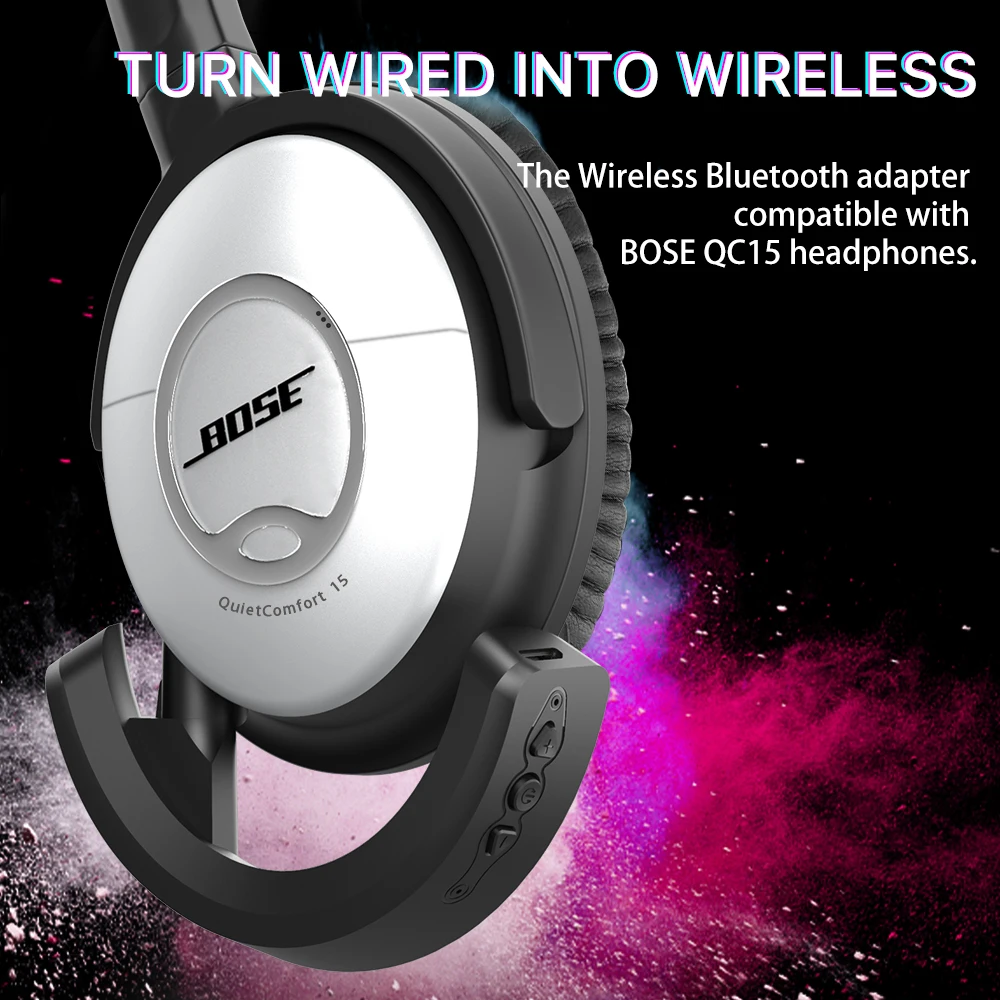 AptXบลูทูธอะแดปเตอร์ไร้สายสำหรับBose QC15 QC 15ลำโพงบลูทูธไร้สายสำหรับBose QuietComfort 15ตัวรับสัญญาณAptX