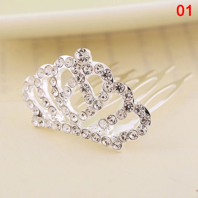 Girls Kids Princess Crown Mini Cute Flower Crystal Rhinestone Hair Combs Birthday Party Tiaras Decor Jewelry Hair Accessories