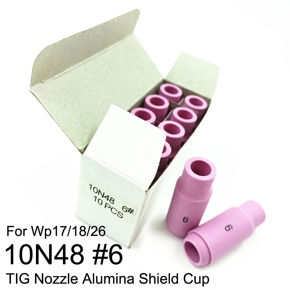 10N48 #6 TIG Nozzle Alumina Shield Cup For WP17 18 26 TIG Welding Torch 10pcs