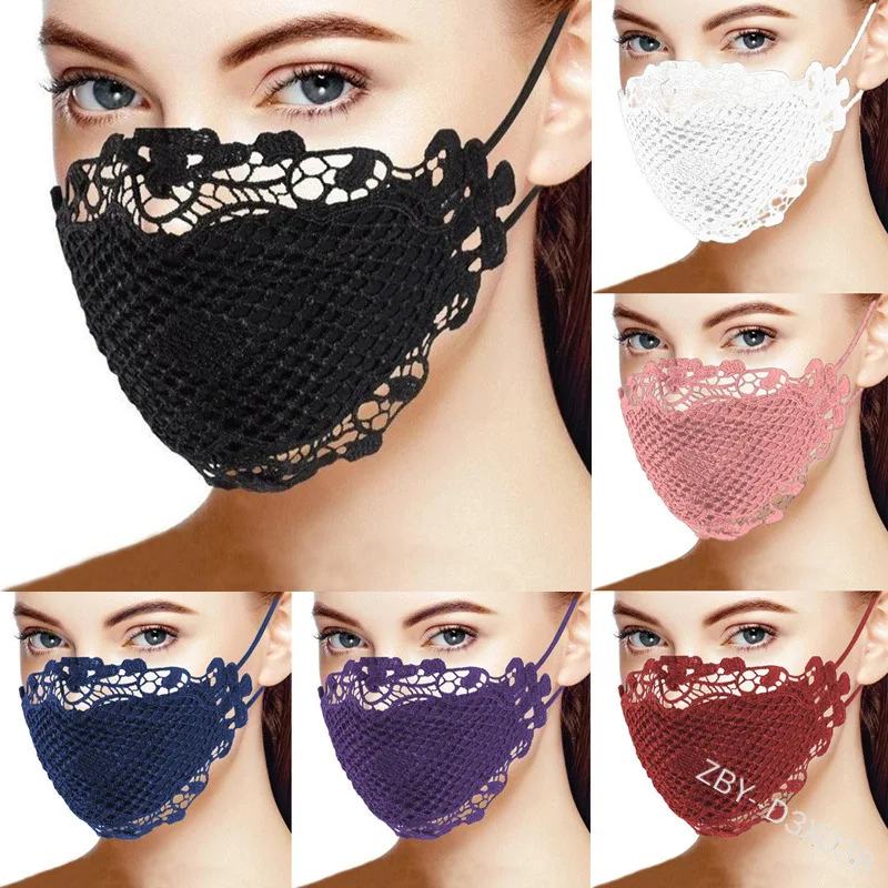 Fashion Lace Washable Reusable Mask Anti Pollution Mouth Respirator Dust Masks Black