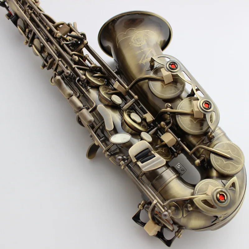 Alto Saxophone เครื่องดนตรี Salma 54 E-ลงเครื่องมือลมในฝรั่งเศสคือชุบนิกเกิลสีดำและทอง