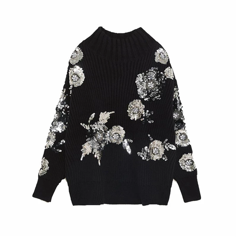 Women Knitted Tops Autumn Winter New Loose Sweaters Pullovers Female Flower Pattern Thick Warm Sweater