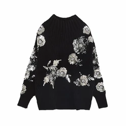 Top lavorati a maglia da donna autunno inverno nuovi maglioni larghi pullover maglione caldo spesso con motivo floreale femminile