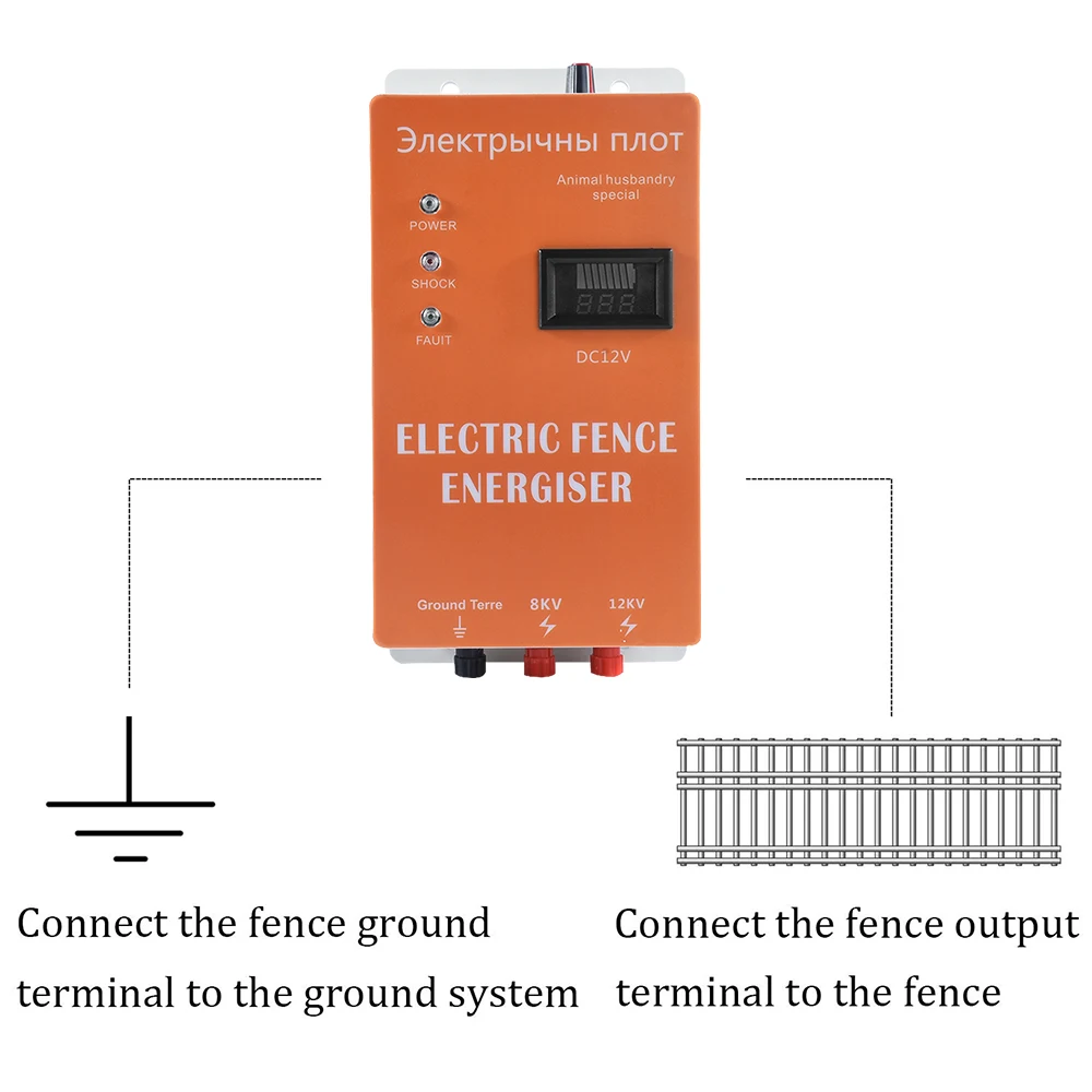 5/10/20/30/40KM Electric Fence Energizer with 5pcs Insulator High-voltage Pulse Output Controller Farm Fence Shepherd Alert Tool