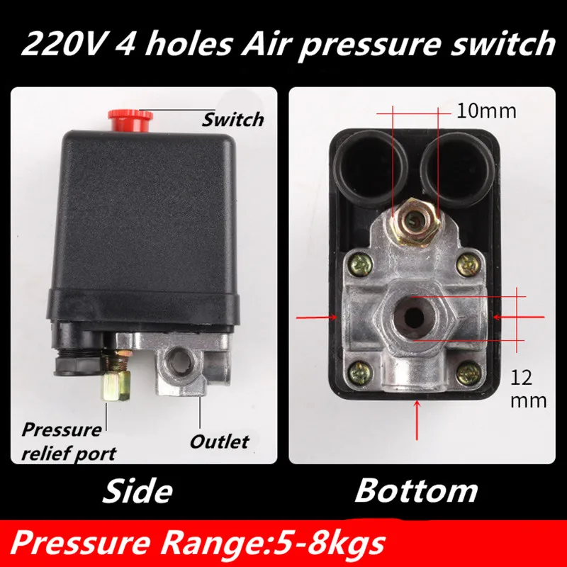 3 Phase  220-240V 5-8kgs 15A 125PSI 8Bar  Air Compressor Pressure Switch Control Valve 3Phase 380V 20A