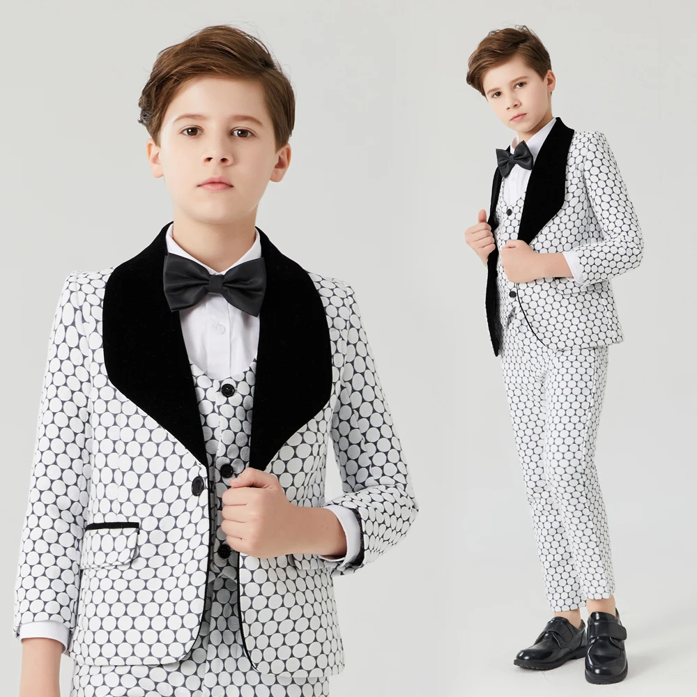 Boys dot suits for weddings Prom Suits Wedding Dress Kids tuexdo Children\'s Day Chorus Show Formal Suit Girls Piano  Costume