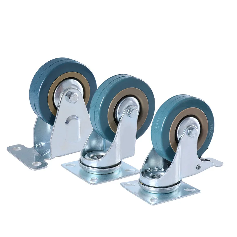 2/1PCS 2/2.5/3/4 Inch Swivel Casters Wheels Heavy Duty M10/12x30mm Threaded Stem No Noise Wheels For Carts workbench Equipment