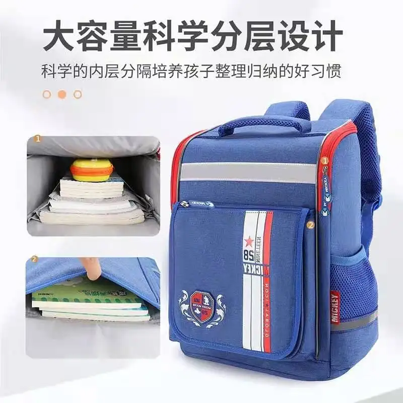 Disney Mickey School Bags For Boys Girls Primary Student Shoulder Backpack Orthopedic Large Capacity Grade 1-6 Mochila Escolar