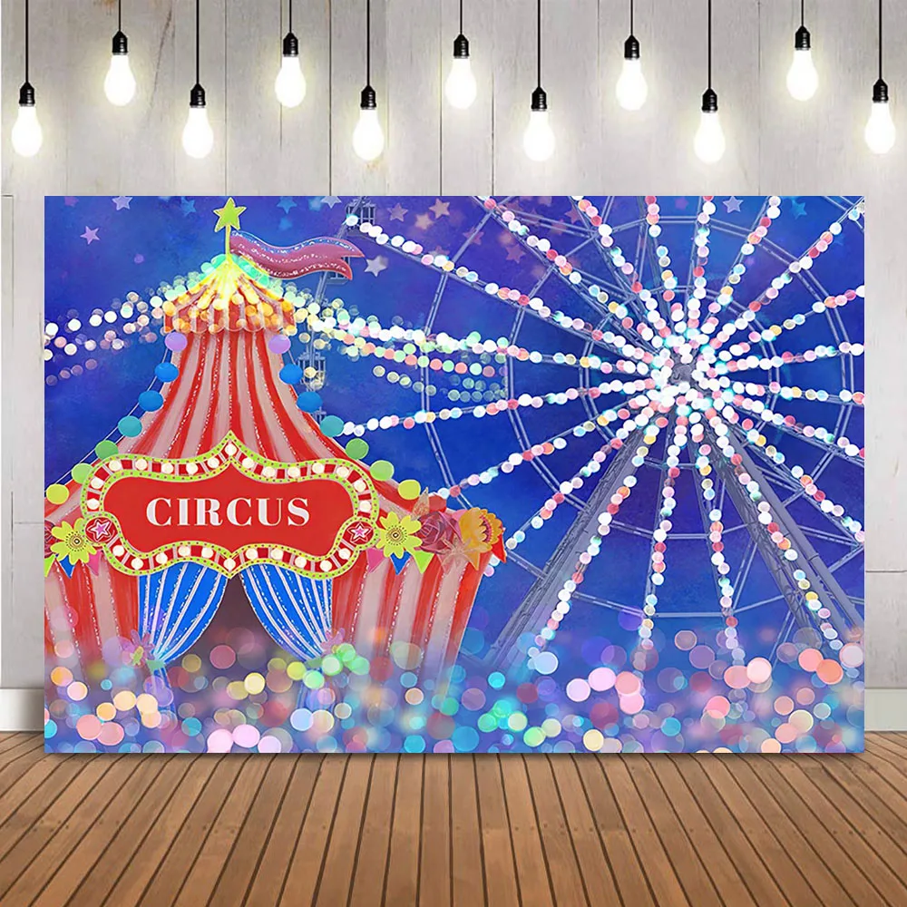 

Circus Birthday Theme Backdrop Dreamy Amusement Park Newborn Children Photo background Ferris wheel Party Decoration Supplies