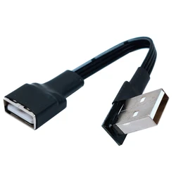 Câble adaptateur d'extension coudé, USB 2.0 A mâle vers femelle, USB 2.0 mâle vers 600, droite, gauche, bas, haut, câble noir, 10cm, 20cm, 50cm