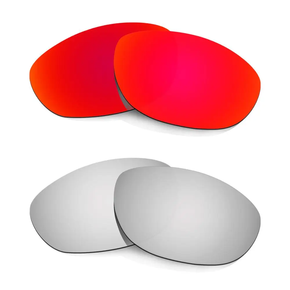 

HKUCO For Monter Dog Sunglasses Replacement Polarized Lenses 2 Pairs - Red & Silver