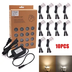 10PCS 32mm LED Deck Lights SMD2835 EU/US/UK/AU Plug IP67 Waterproof Underground Lamp Kit Stair Garden Floor Lights DC12V