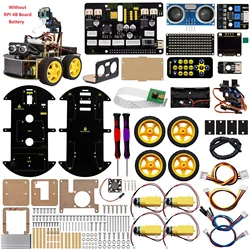 Keyestudio 4WD Smart Robot Car Kit With Camera For Raspberry Pi 4B Python Programming DIY Robot Project Kit APP Infrared Control