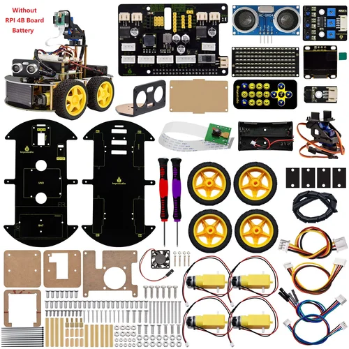 Keyestudio 4WD Smart Robot Car Kit z kamerą dla Raspberry Pi 4B Python Programming DIY Robot Project Kit APP Infrared Control