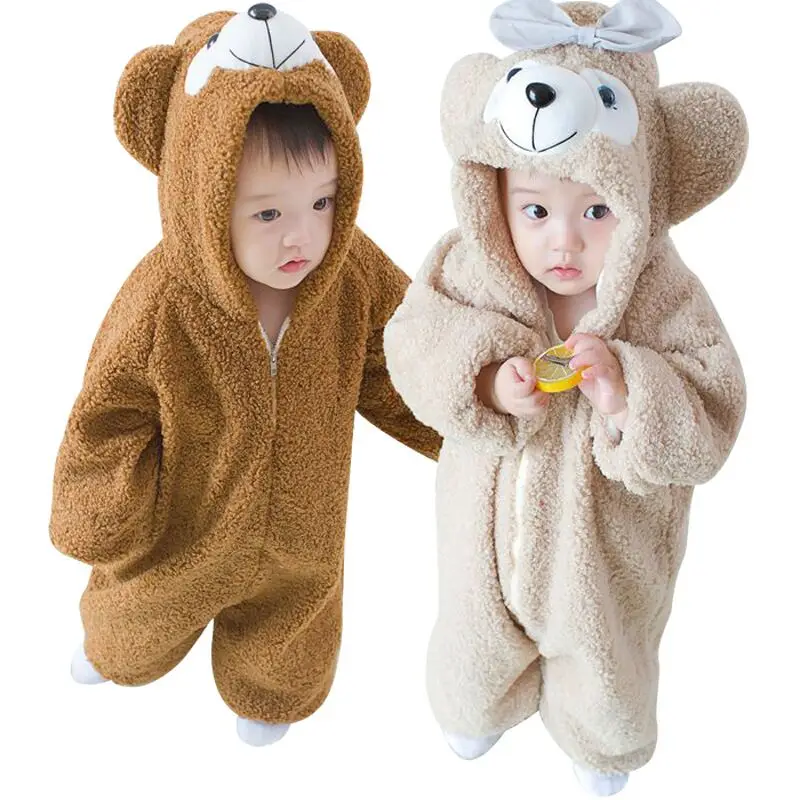 HKSNG Winter Kids Cute Duffy Bear Shelliemay Onesies Kigurumi Pajamas Costumes Jumpsuits Baby Warm Creeping Suit Velvet Coat