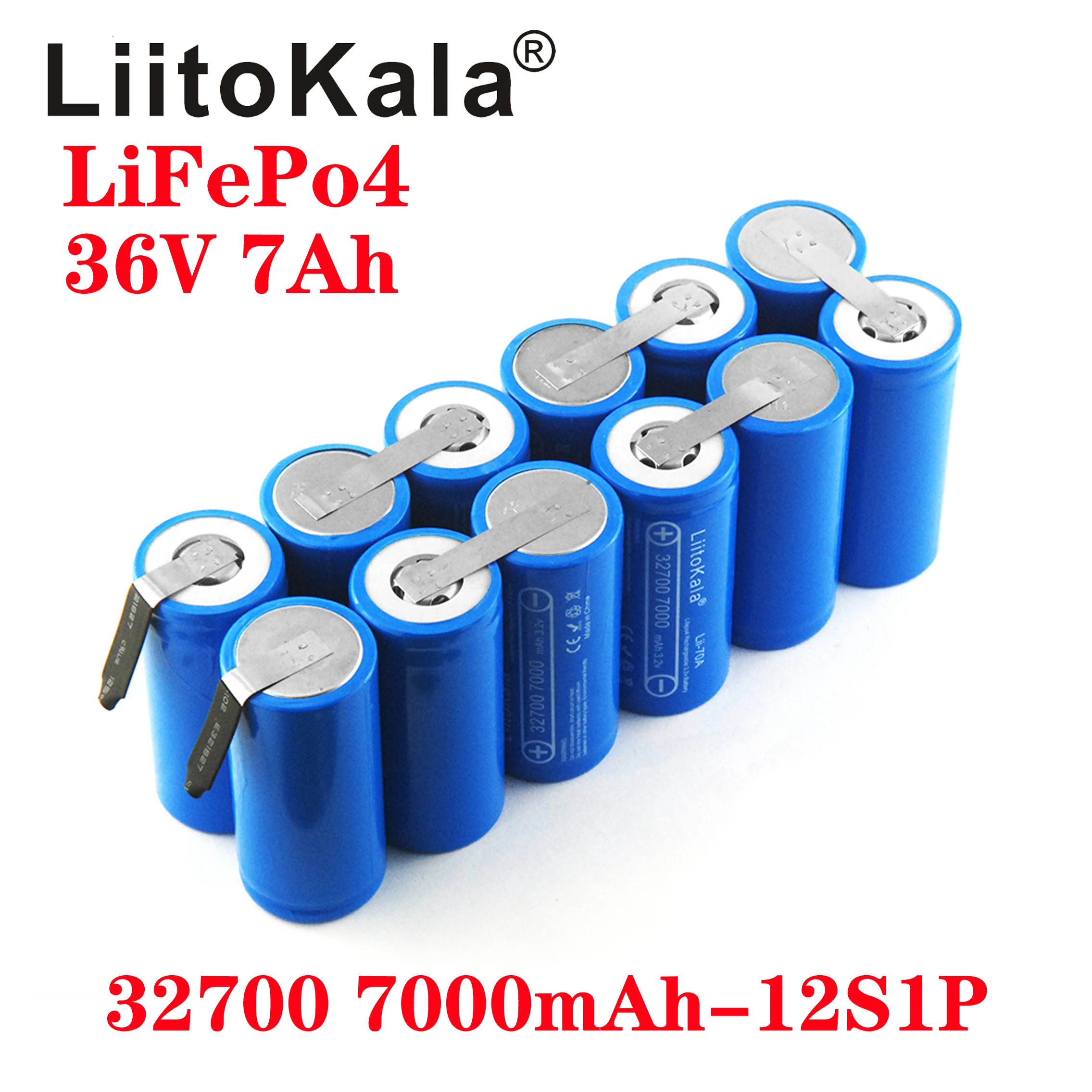 LiitoKala 12V 24V 36V 7Ah 32700 7000mAh lii-70A LiFePO4 Battery 35A Continuous Discharge Maximum 55A High power battery DIY