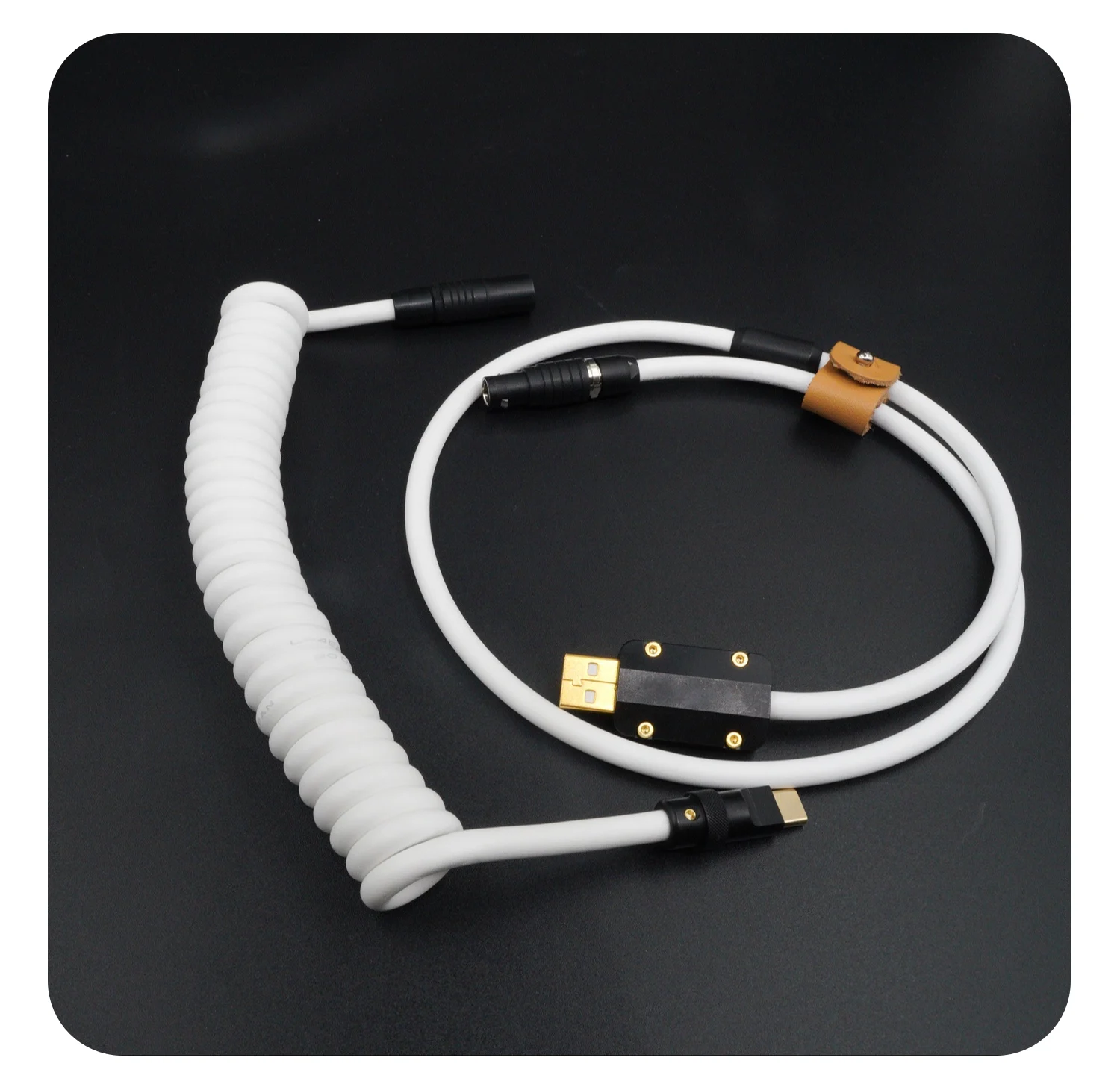 

[Spot] GeekCable Handmade Customized Keyboard Data Cable Rear Air Plug Black Hardware Rubber White