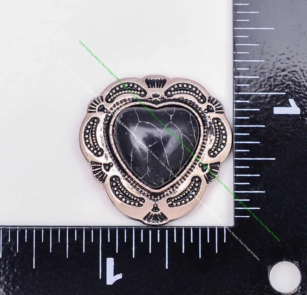 10X Silber Indische Blume Kunst Echt Grün Liebe Herz Türkis Leathercraft Haar Zubehör Nähen Schaft Taste Concho Verschluss – Detail 27