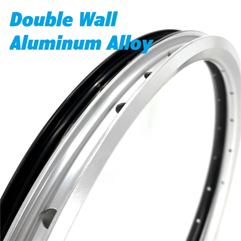 406 Folding Bike Rims Double Wall Aluminum Alloy Rim Schrader Valve 20H 24H 28H 32H 36H Disc/ V Brake Rims Black Silver