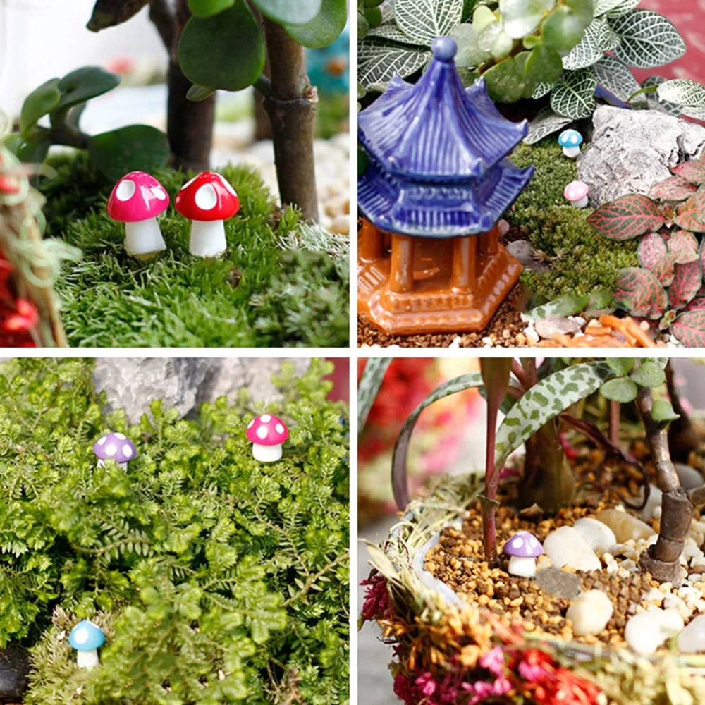 Resin Mushroom Craft Miniature Fairy Garden Miniatures Mini Mushroom Garden Decoration Fairy Figurines Manualidades