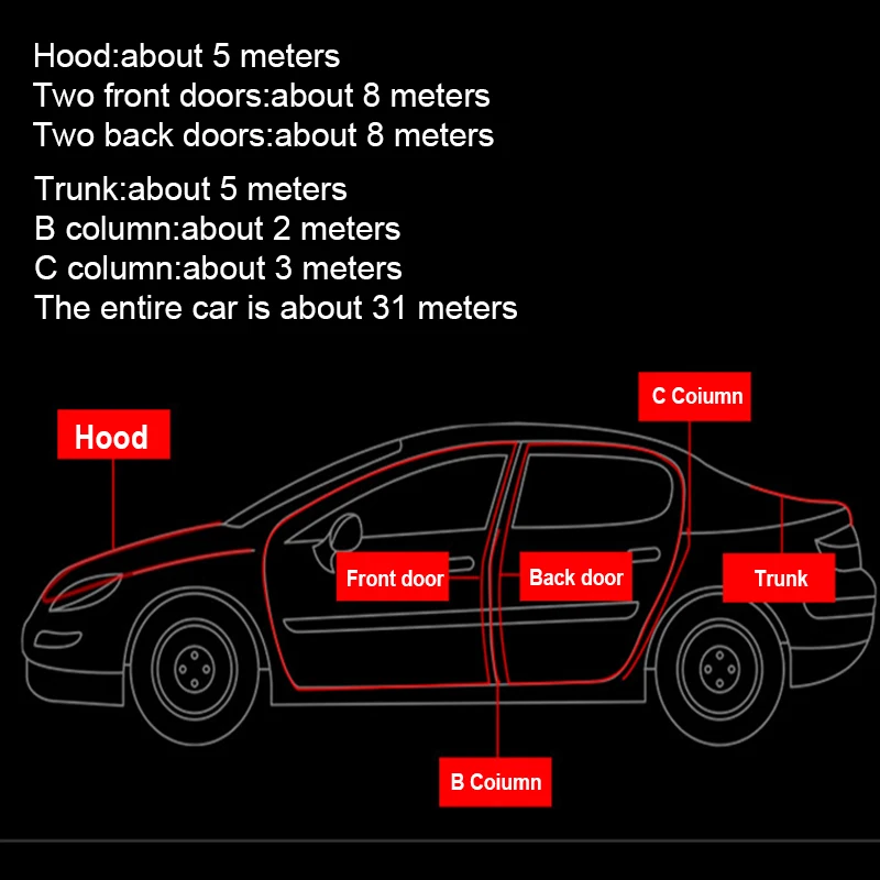 Car Door Protector Rubber Sealing Strip For Honda Civic Accord CRV Subaru Forester Outback Impreza