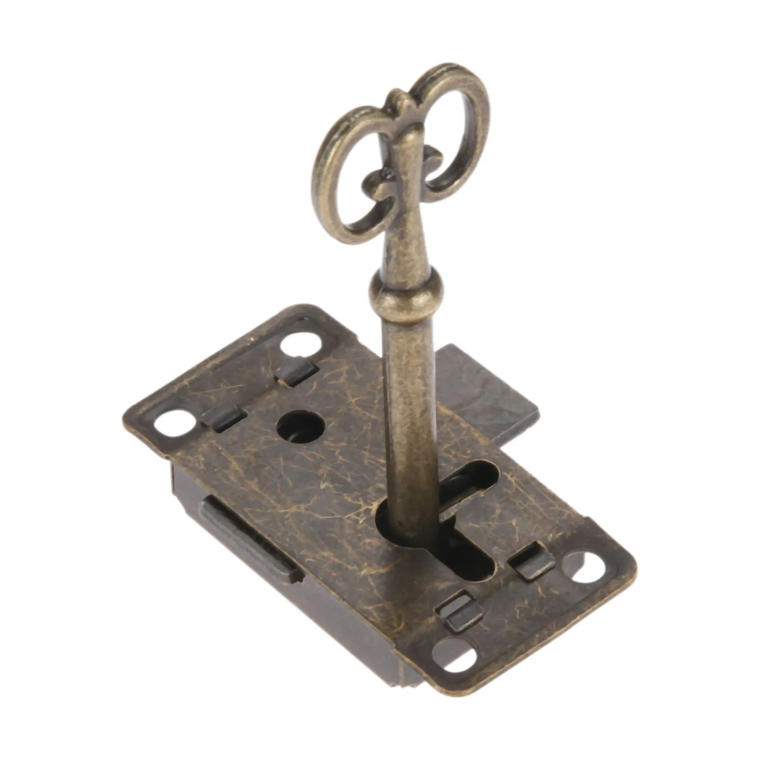 DRELD cerradura de Puerta de Hierro antiguo, cajón, joyería, caja de madera, armario, cerradura de puerta, llave, herrajes para muebles, Plata/negro