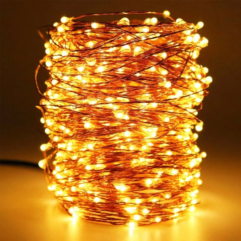 USB 5-20M 50-200LEDs LED Copper Wire String Fairy Light Waterproof Indoor Outdoor Christmas Festival Decoration 1-4Pack D30