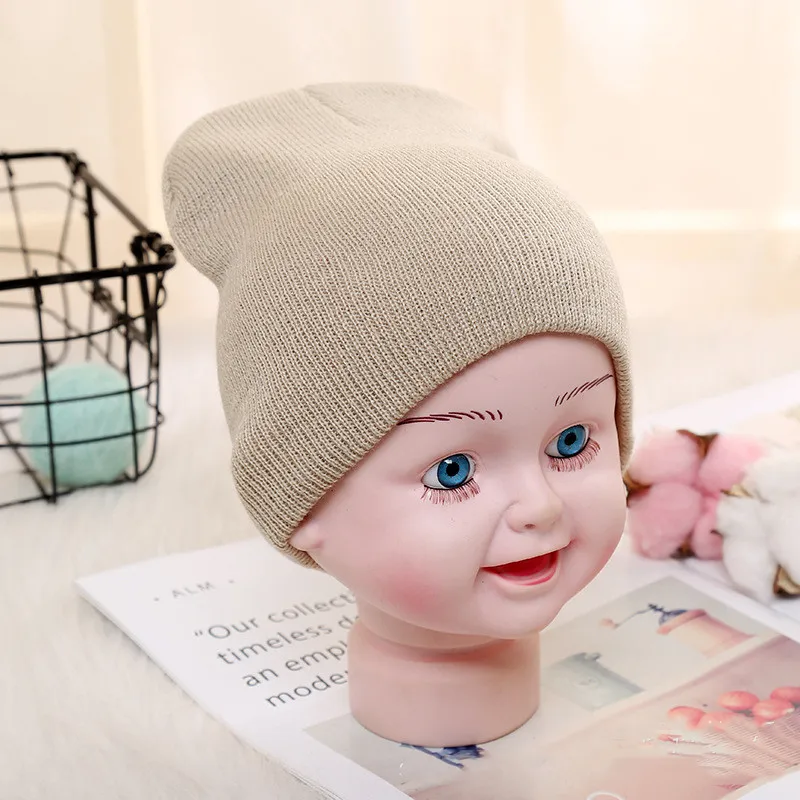 Kids Baby Solid Color Warm Soft Beanies Cap Hat Spring Autumn Winter Newborn Toddler Infant Knitted Cap Hat For Boy Girl