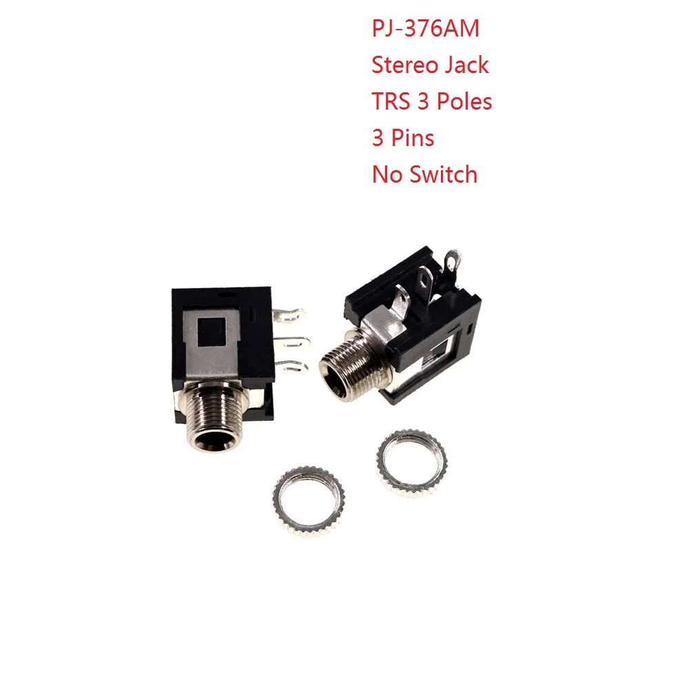 10pcs 3.5mm Audio Jack PCB Mount Screw Metal Nuts Mono Stereo Phone Plug 2 3 4 Pole Connector Through Hole Panel Thread