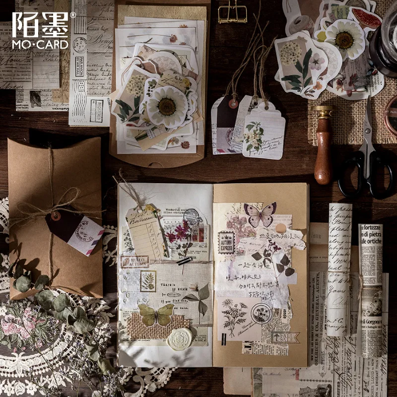 30 قطعة/المجموعة خمر سكرابوكينغ ملصقات صناعة يدوية حزمة الزخرفية الرجعية الطبيعية جمع دفتر يوميات اشي ورقة ملصق للفن