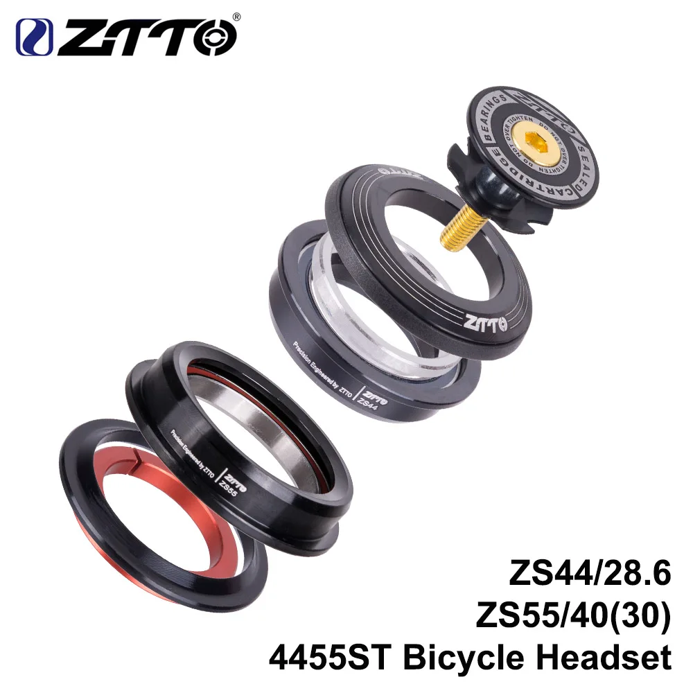 ZTTO MTB Headset ZS44 ZS55 Tapered Straight Universal 1.5 inch 28.6mm Fork Zero Stack Integrated With Cups MTB road bike 4455ST