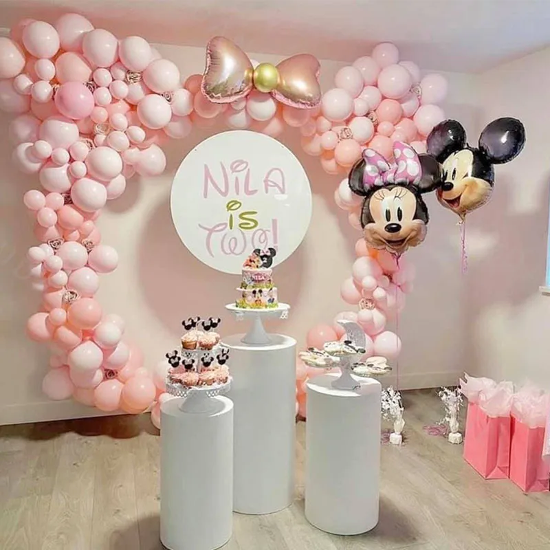 1set Disney Arch Garland Kits Pink Minnie Mouse Latex Balloons Kids Gifts Birthday Wedding Party Decor Baloon Baby Shower Globos