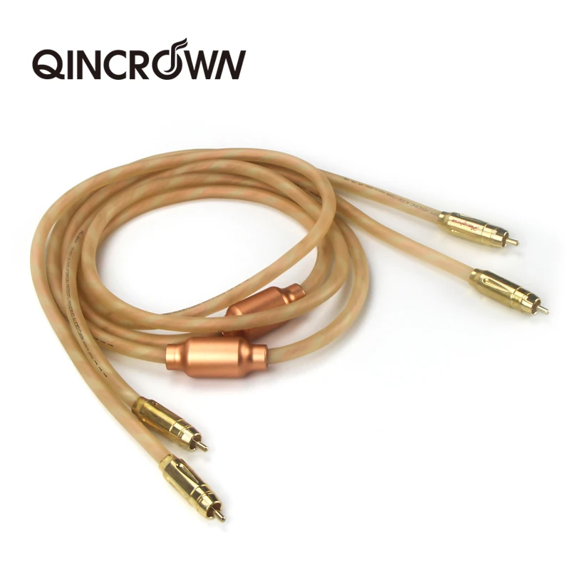 Par Doble Oro rca Cable de Audio 2RCA a 2RCA enchufe de Audio reproductor de CD de alta fidelidad conecta amplificador a cable de altavoz