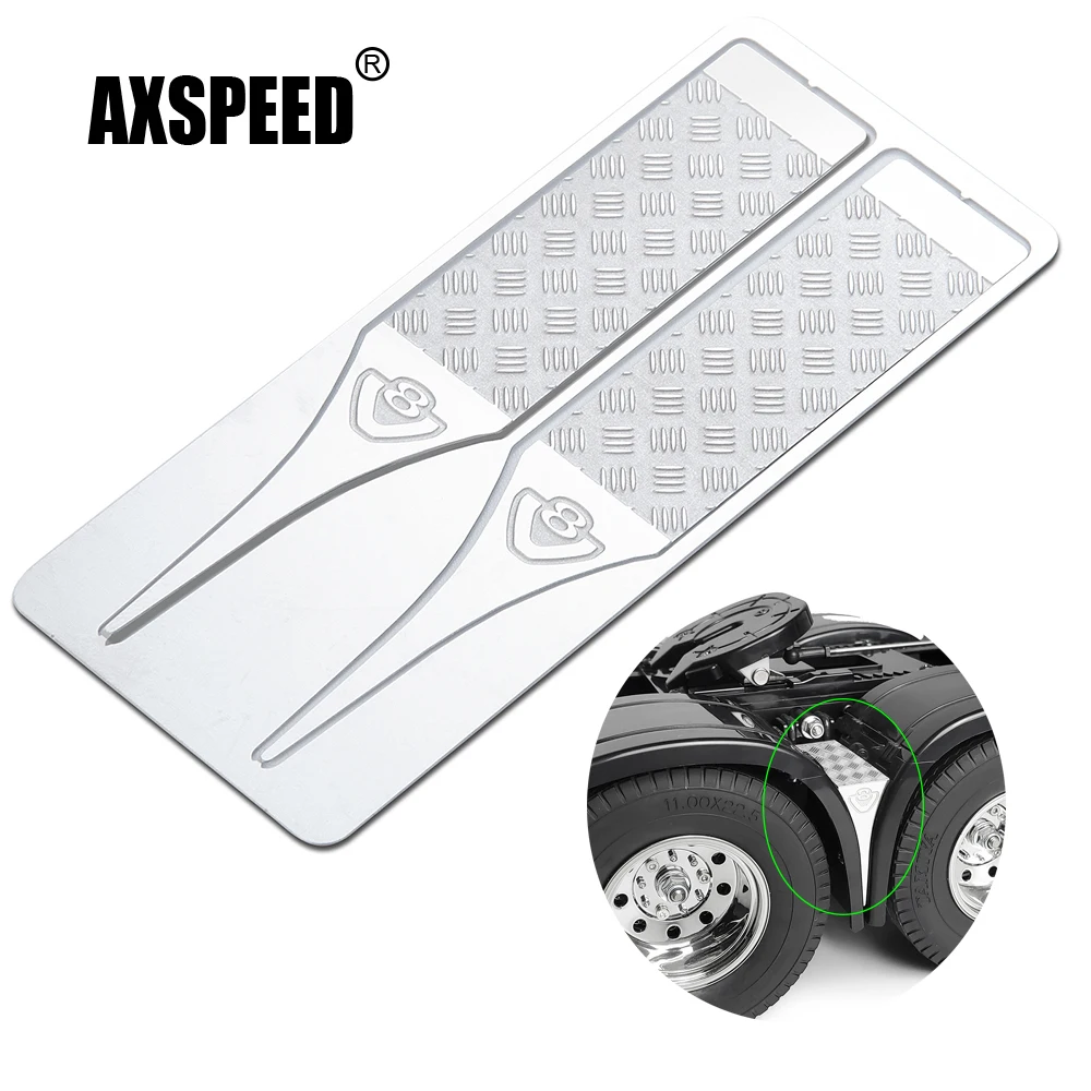 AXSPEED 2Pcs Silver Metal Anti-slip Board Plates for Tamiya 1/14 RC Trailer Tractor Tow Drag Truck Upgrade Accessories Parts