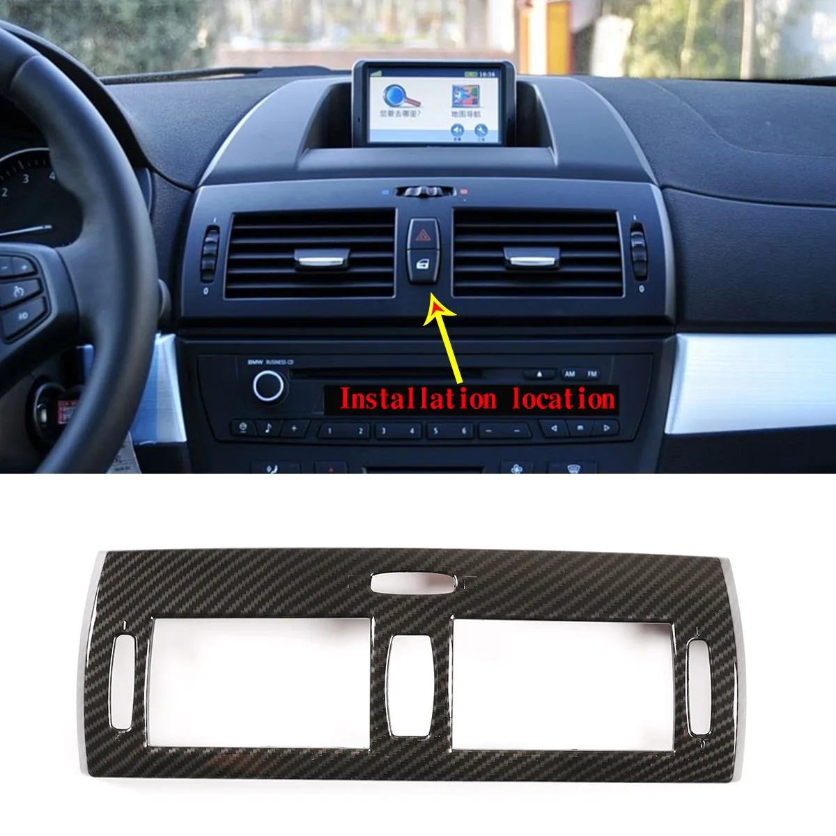 

1 Pcs ABS Carbon Fiber Pattern/Chrome Car Central Control Air Outlet Frame Auto Parts For BMW X3 E83 2006-2010