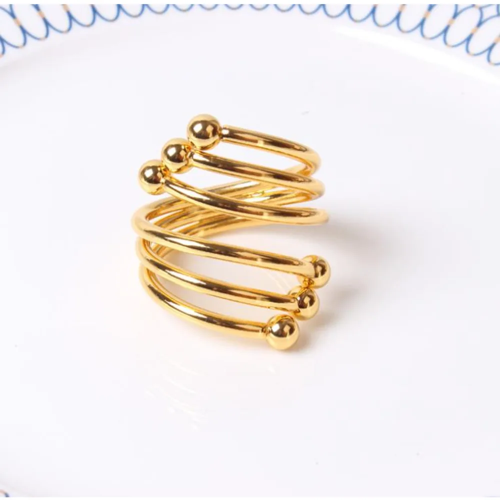 Wholesale Double Bead Napkin Ring Western Food Napkins Rings Gold Silver Hotel Home Table Trinkets Towel Holder Buckle Decor