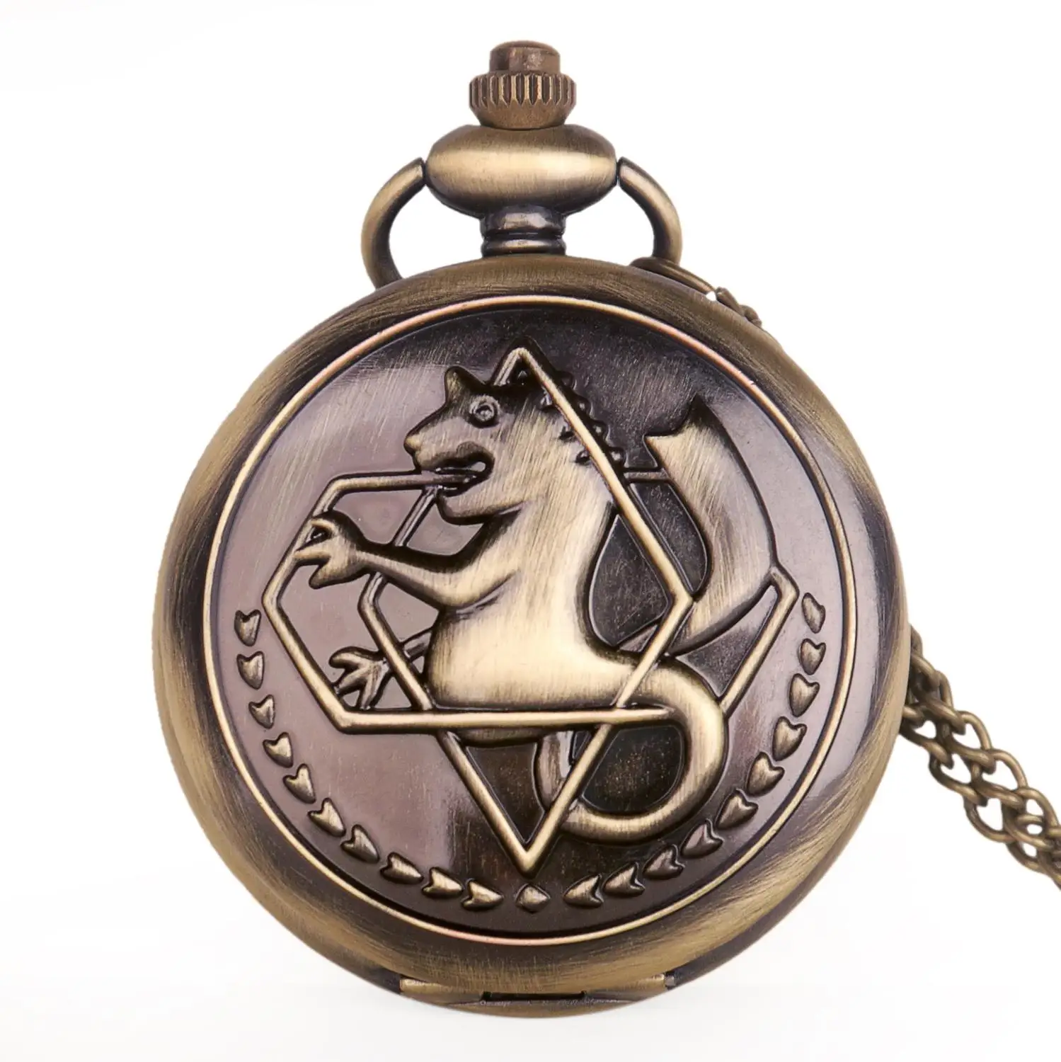 Classic Movie Edward Elric Cosplay Quartz Pocket Watch Vintage Black Pendant Necklace Men Women Fob Watch