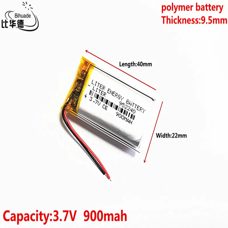 10pcs 3.7V 900MAH 952240 Lithium Polymer LiPo Rechargeable Battery For Mp3 headphone PAD DVD bluetooth camera