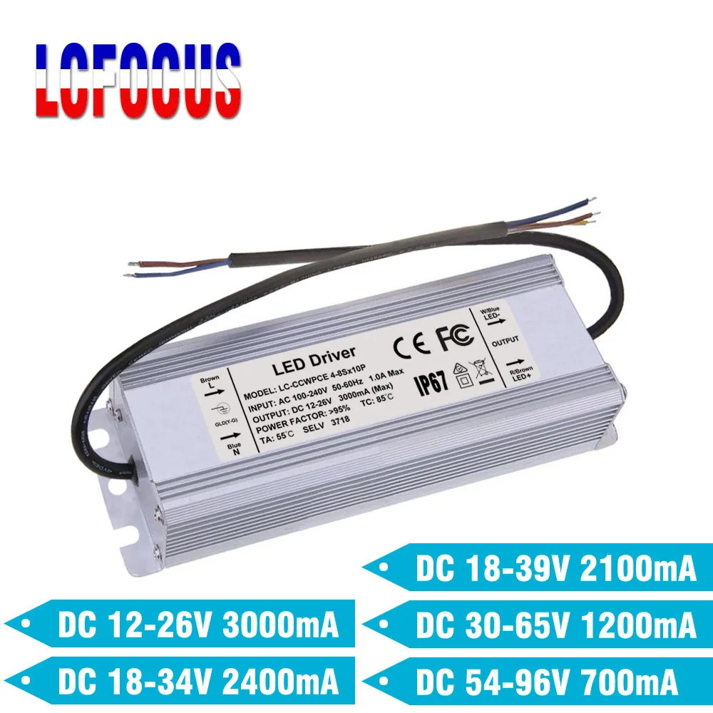 Lighting Transformers LED Driver Constant Current 700 1200 2100 2400 3000 mA 40 50 60 70 80 W Watt IP67 Power Supply