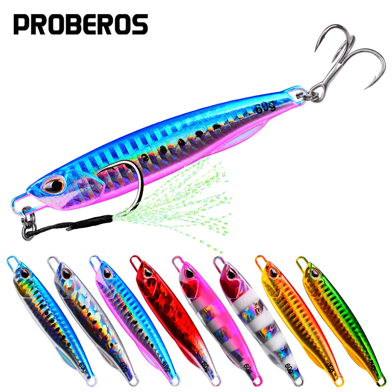 

PROBEROS 5Pcs/lot Metal Jigging Spoon 10g-15g-20g-30g-40g-50g-60g Shore Casting Jig Drag Cast Jig Sea Bass Lure Artificial Bait