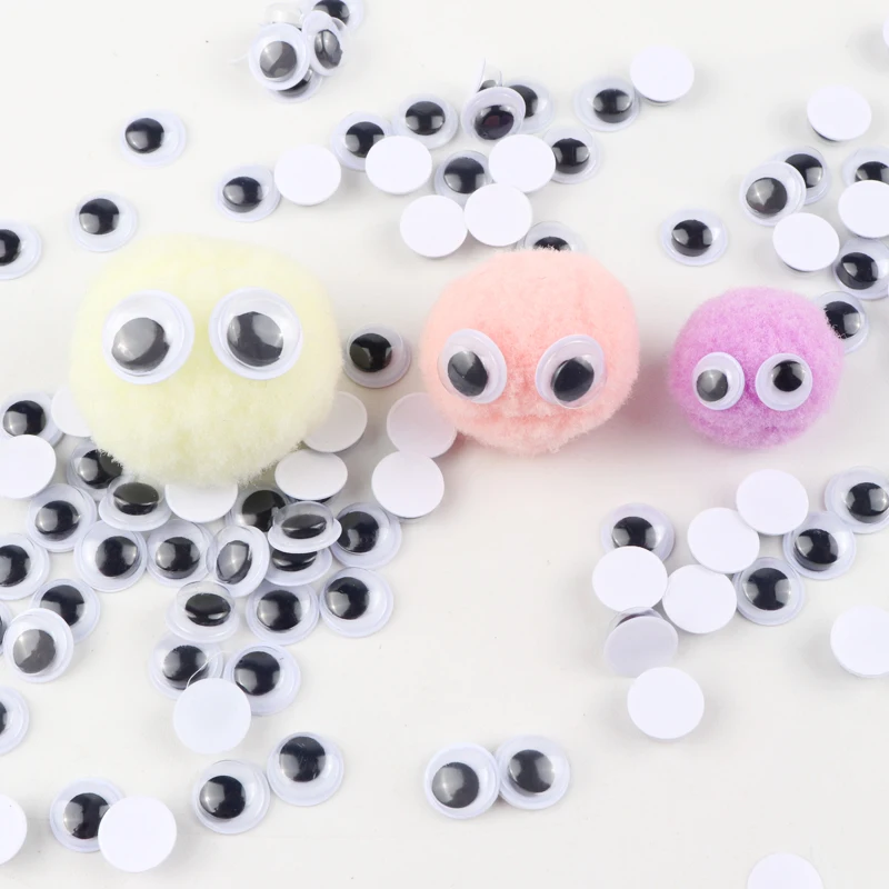 3D Wiggling Eyes With Activities Moving Eyeball 6mm 8mm 10mm Black Plastic Eyes Glue On Toys For Creative Handmade DIY Wholesale