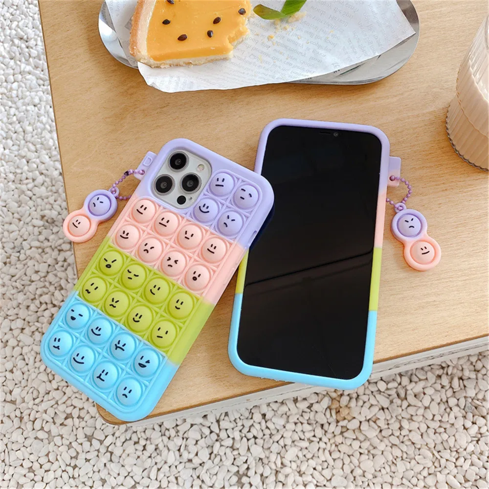 For Xiaomi 8 9 10 Pro CC9 11 K20 9T K30 K30i Fidget Toys Push Bubble Phone Cases Cover For Redmi Note 7 8 9 Pro 5G K40 Note 9 9S