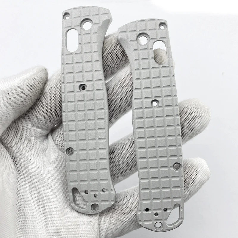 1 Pair Aluminium Alloy Blade Handle Patch for BM 535 Knife Lattice Texture Aluminium Alloy Bugout 535 Patch DIY Accessories